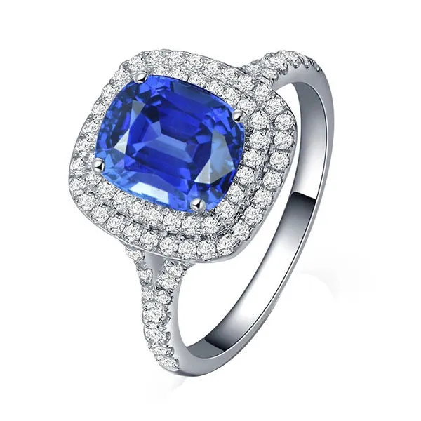 HarryChadEntcom Rings Double Halo Ring Oval Ceylon Sapphire 4 Carats Natural Earth Mined Diamond Split Shank HarryChadEntcom Rings Double Halo Ring Oval Ceylon Sapphire 4 Carats Natural Earth Mined Diamond Split Shank