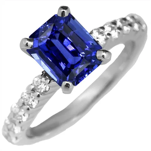 HarryChadEntcom Rings Gemstone Emerald Blue Sapphire Ring With Natural Earth Mined Diamond Accents 250 Carats HarryChadEntcom Rings Gemstone Emerald Blue Sapphire Ring With Natural Earth Mined Diamond Accents 250 Carats