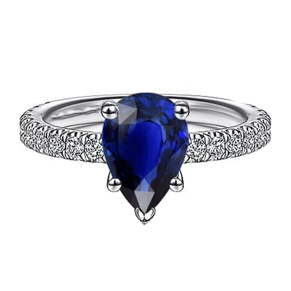 HarryChadEntcom Rings Gemstone Engagement Ring Pear Ceylon Sapphire Pave Set 350 Carats HarryChadEntcom Rings Gemstone Engagement Ring Pear Ceylon Sapphire Pave Set 350 Carats