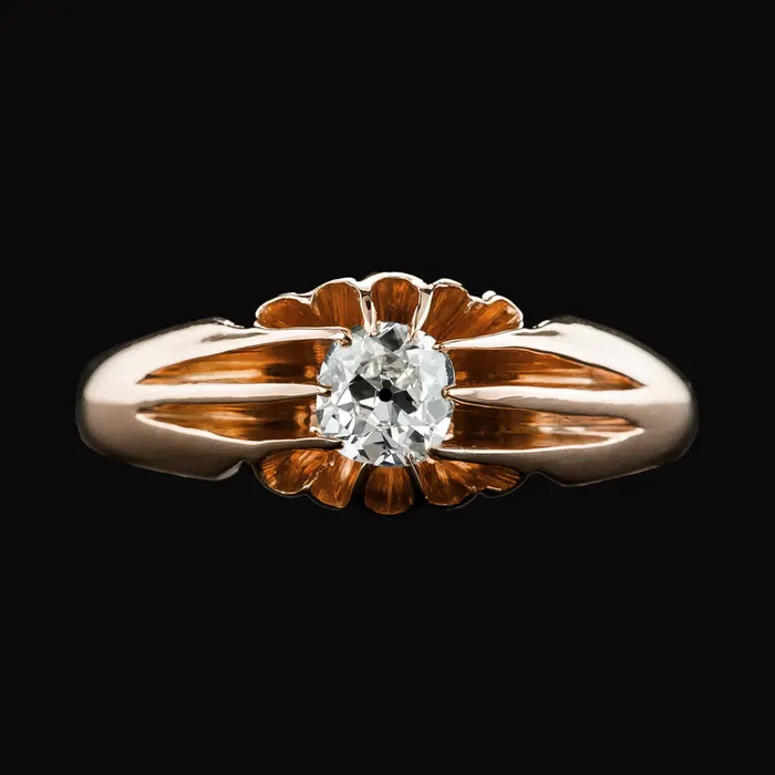 HarryChadEntcom Rings Gypsy Solitaire Round Old Mine Cut Natural Earth Mined Diamond Ring Flower Style 1 Carat HarryChadEntcom Rings Gypsy Solitaire Round Old Mine Cut Natural Earth Mined Diamond Ring Flower Style 1 Carat