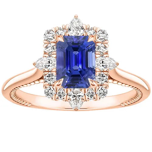 HarryChadEntcom Rings Halo Ring Flower Style Sri Lankan Sapphire Natural Earth Mined Diamond 425 Carats HarryChadEntcom Rings Halo Ring Flower Style Sri Lankan Sapphire Natural Earth Mined Diamond 425 Carats