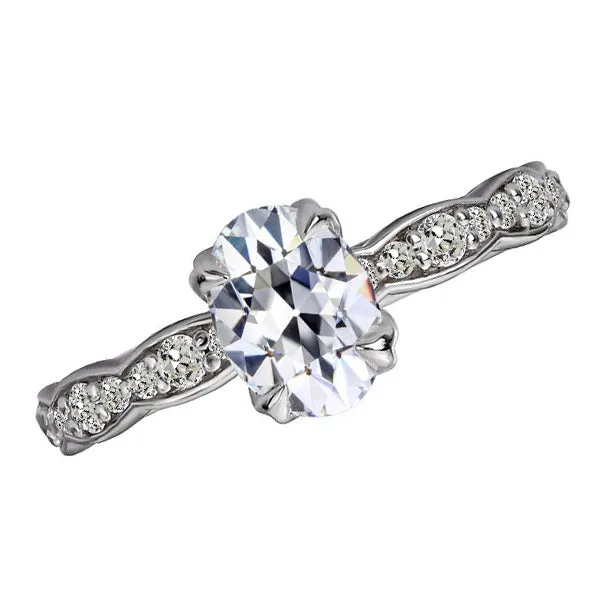 HarryChadEntcom Rings Oval Old Cut Natural Earth Mined Diamond Engagement Ring Double Prong Set 6 Carats