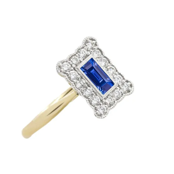 HarryChadEntcom Rings Round Natural Earth Mined Diamond Flower Style Halo Blue Sapphire Ring 3 Carats HarryChadEntcom Rings Round Natural Earth Mined Diamond Flower Style Halo Blue Sapphire Ring 3 Carats