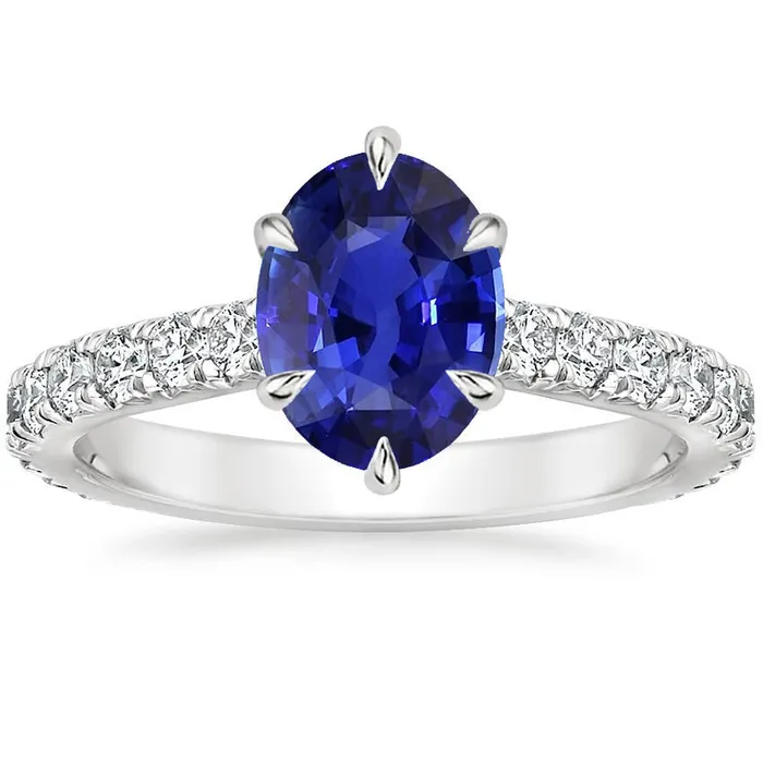 HarryChadEntcom Rings Solitaire With Accents Ring Blue Sapphire Pave Set Natural Earth Mined Diamond 4 Carats HarryChadEntcom Rings Solitaire With Accents Ring Blue Sapphire Pave Set Natural Earth Mined Diamond 4 Carats