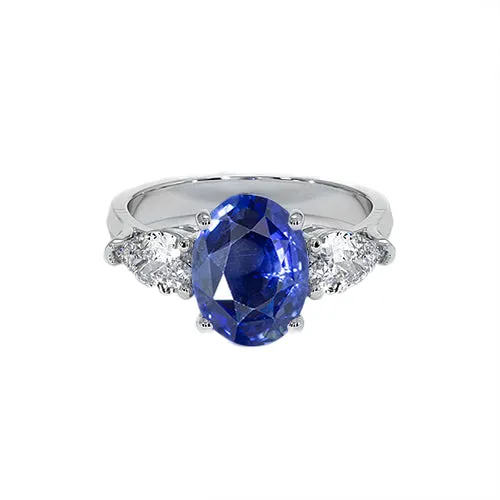 HarryChadEntcom Rings Three Stone Pear Natural Earth Mined Diamond Ceylon Oval Sapphire Ring 925 Carats Gold HarryChadEntcom Rings Three Stone Pear Natural Earth Mined Diamond Ceylon Oval Sapphire Ring 925 Carats Gold