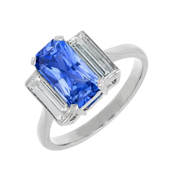 HarryChadEntcom Rings Three Stone Radiant Sapphire Baguette Natural Earth Mined Diamond Ring 350 Carats Gold HarryChadEntcom Rings Three Stone Radiant Sapphire Baguette Natural Earth Mined Diamond Ring 350 Carats Gold