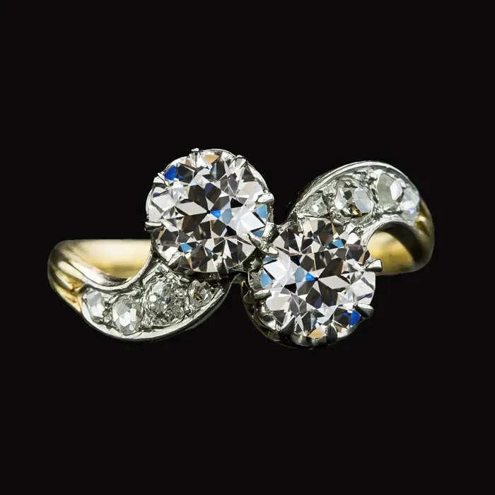 HarryChadEntcom Rings Toi Et Moi Gold Round Old Miner Genuine Natural Earth Mined Diamond Ring Two Tone 450 Carats HarryChadEntcom Rings Toi Et Moi Gold Round Old Miner Genuine Natural Earth Mined Diamond Ring Two Tone 450 Carats