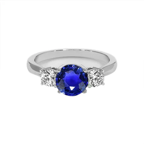 HarryChadEntcom Rings White Gold Blue Sapphire Round Natural Earth Mined Diamond 3 Stone Ring 5 Carats 14K HarryChadEntcom Rings White Gold Blue Sapphire Round Natural Earth Mined Diamond 3 Stone Ring 5 Carats 14K
