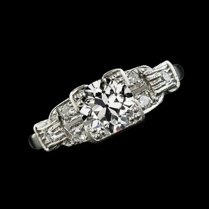HarryChadEntcom Rings White Gold Round Old Mine Cut Real Natural Earth Mined Diamond Ring Vintage Style 3 Carats