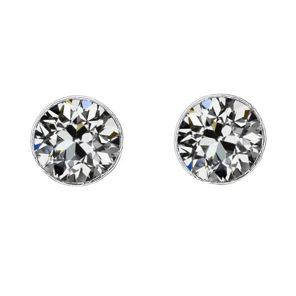 HarryChadEntcom Round Old Mine Cut Natural Diamond Stud Earrings Bezel Set Gold 4 Carats Earrings HarryChadEntcom Round Old Mine Cut Natural Diamond Stud Earrings Bezel Set Gold 4 Carats Earrings