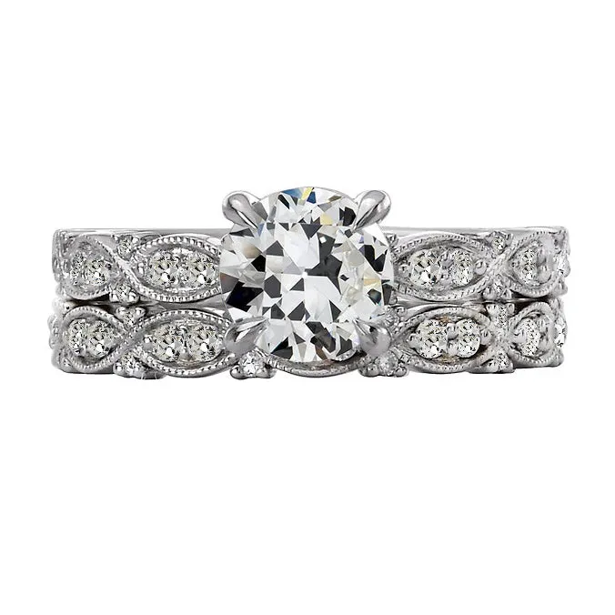 HarryChadEntcom Round Old Miner Real Natural Earth Mined Diamond Engagement Ring Set Vintage Style 4 Carats Rings HarryChadEntcom Round Old Miner Real Natural Earth Mined Diamond Engagement Ring Set Vintage Style 4 Carats Rings