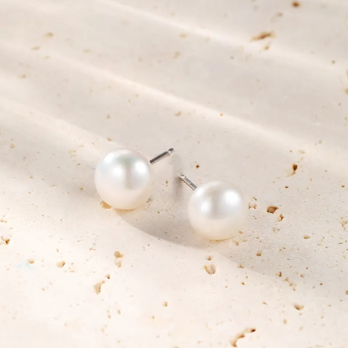 Hey Happiness Earrings Dot Pearl Stud Earrings Sterling Silver Hey Happiness Earrings Dot Pearl Stud Earrings Sterling Silver