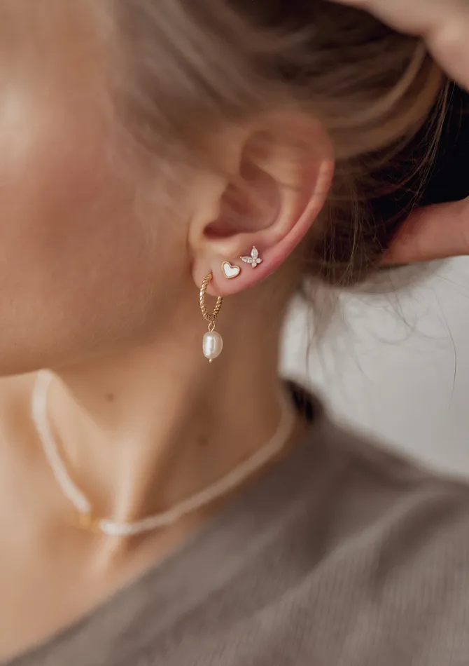 Hey Happiness Earrings Twisted Hoop Pearl Drop Earrings Sterling Silver Gold Hey Happiness Earrings Twisted Hoop Pearl Drop Earrings Sterling Silver Gold