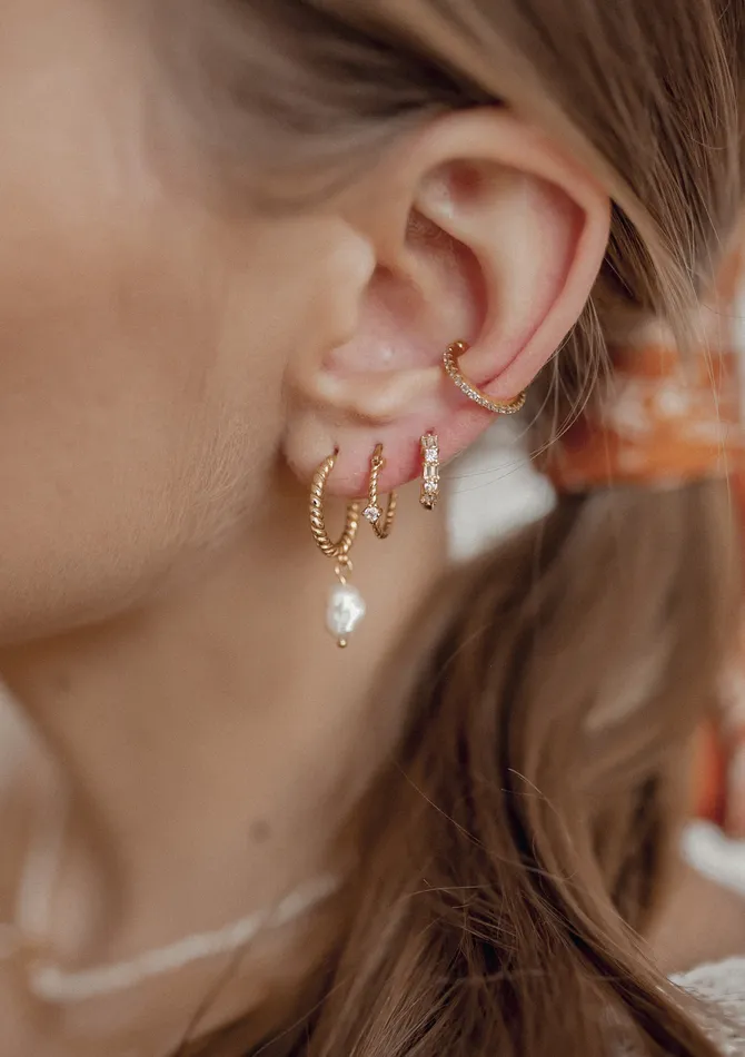Hey Happiness Earrings Twisted Hoop Pearl Drop Earrings Sterling Silver Gold Hey Happiness Earrings Twisted Hoop Pearl Drop Earrings Sterling Silver Gold