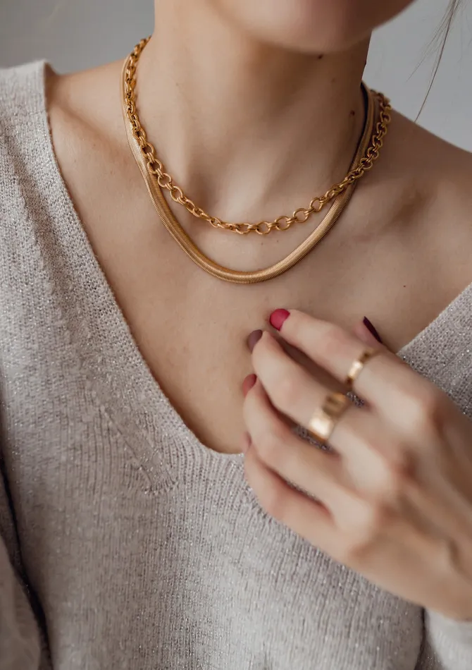 Hey Happiness Necklaces Thick Snake Chain Necklace Gold Hey Happiness Necklaces Thick Snake Chain Necklace Gold