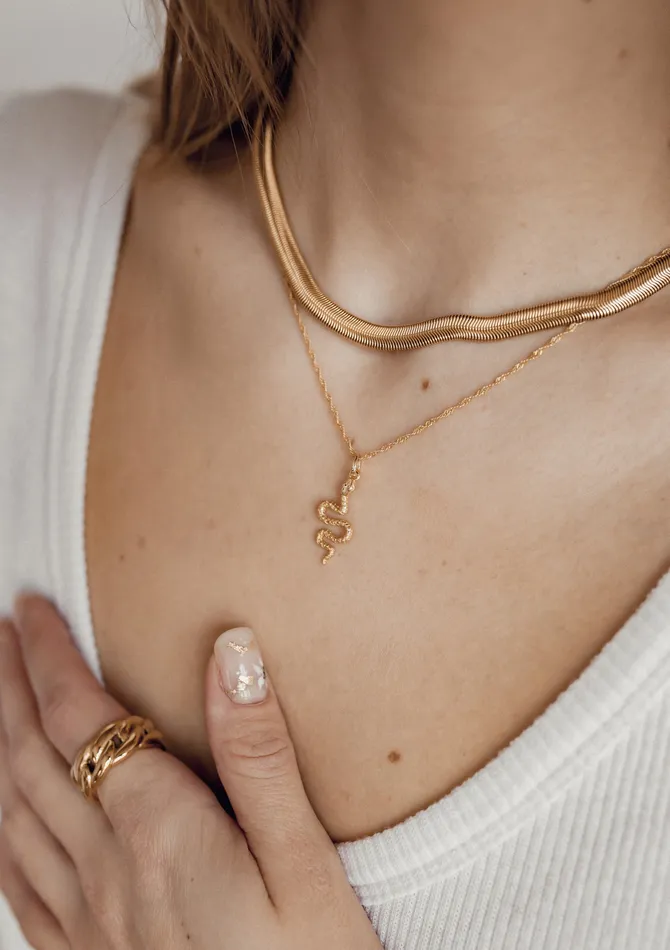 Hey Happiness Necklaces Thick Snake Chain Necklace Gold Hey Happiness Necklaces Thick Snake Chain Necklace Gold
