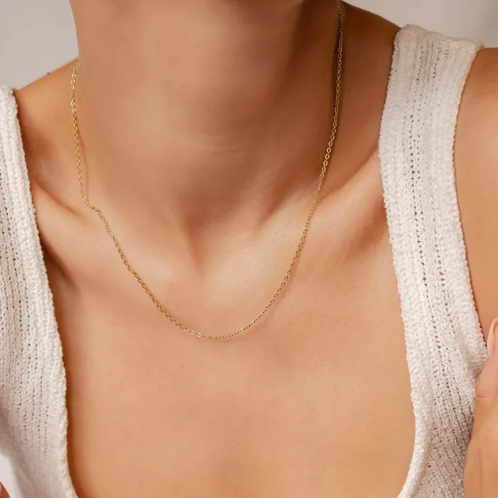 Hey Happiness Necklaces Unisex Cable Chain Necklace Gold Hey Happiness Necklaces Unisex Cable Chain Necklace Gold