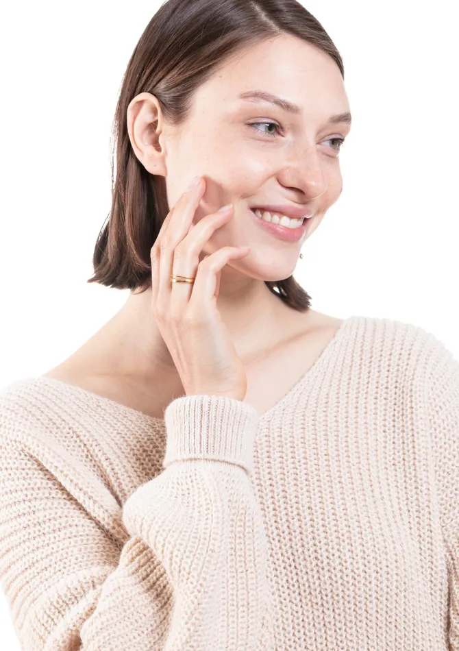 Hey Happiness Rings Double Band Simple Ring Hey Happiness Rings Double Band Simple Ring