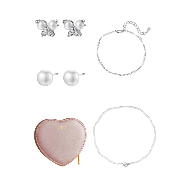 Hey Happiness Rings Pretty Pearl Sterling Silver Jewelry and Case Set Hey Happiness Rings Pretty Pearl Sterling Silver Jewelry and Case Set