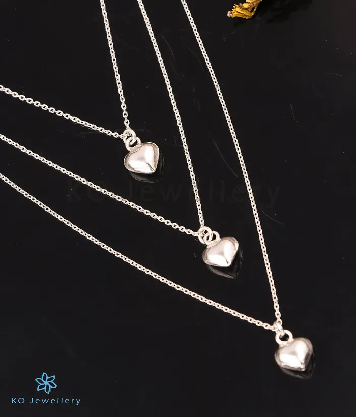 Imported The Heart to Heart Silver 3 Layered Necklace Necklaces