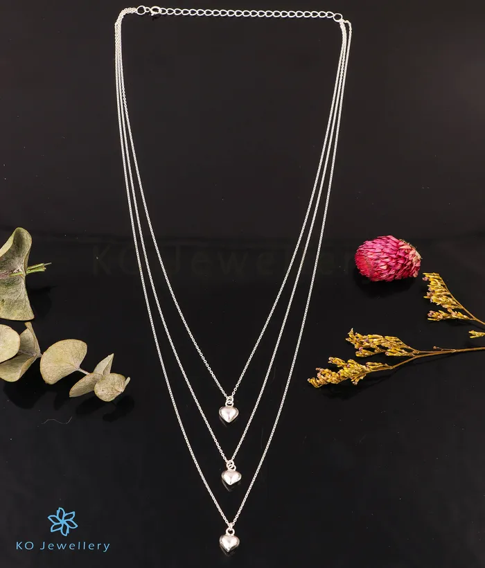 Imported The Heart to Heart Silver 3 Layered Necklace Necklaces