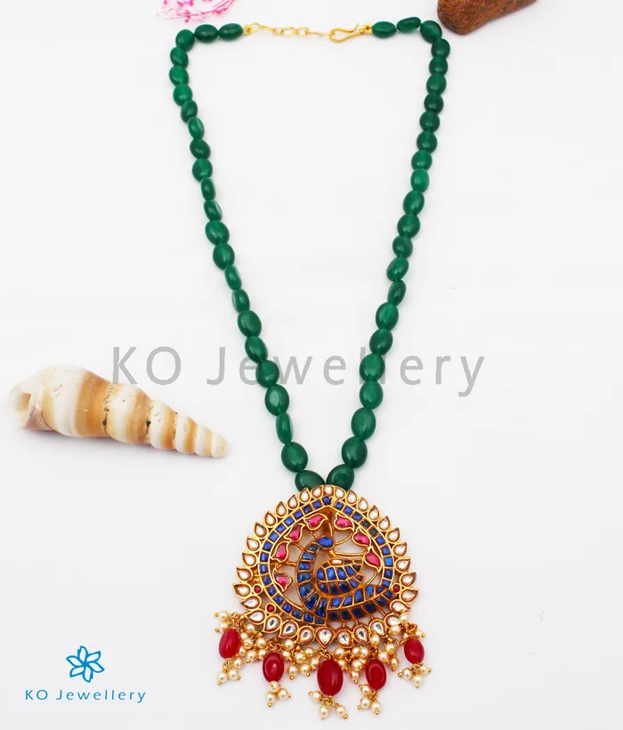 Kundan Necklaces The Tanuruha Silver Jadau Peacock Necklace
