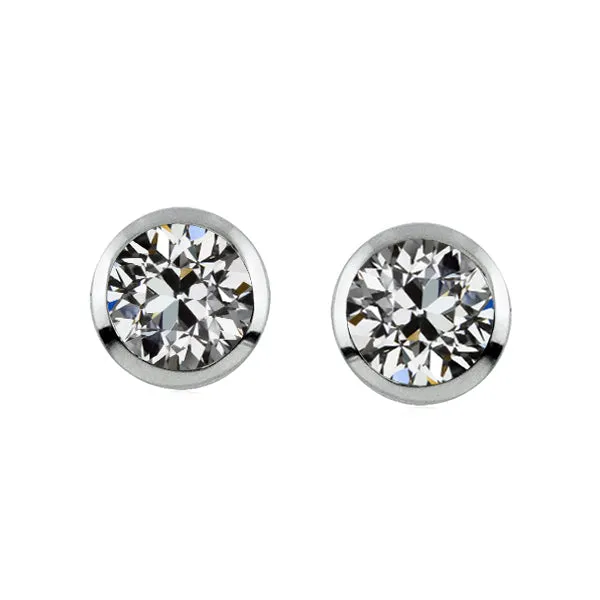 Ladies Round Old Mine Cut Natural Diamond Stud Earrings Bezel Set 3 Carats HarryChadEntcom Earrings Ladies Round Old Mine Cut Natural Diamond Stud Earrings Bezel Set 3 Carats HarryChadEntcom Earrings