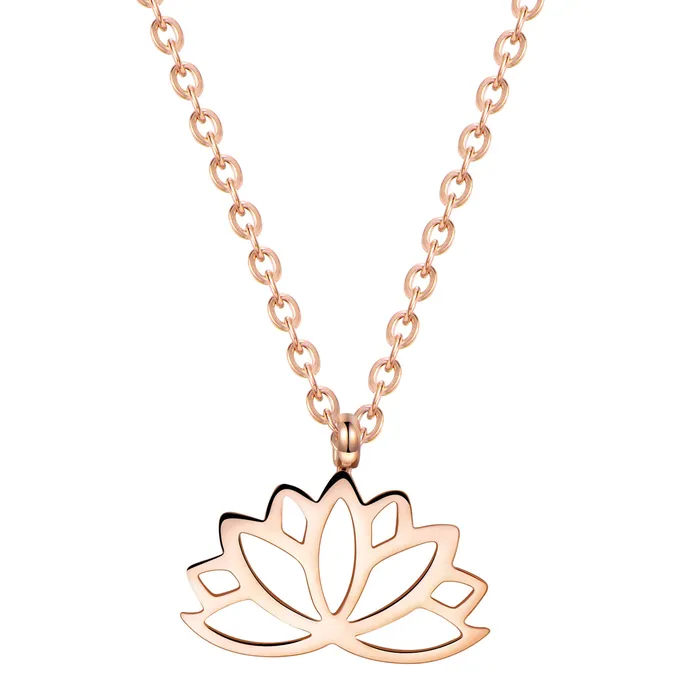 Lotus Pendant Necklace Rose Gold Hey Happiness Necklaces