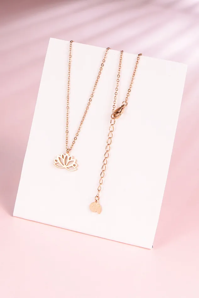 Lotus Pendant Necklace Rose Gold Hey Happiness Necklaces Lotus Pendant Necklace Rose Gold Hey Happiness Necklaces