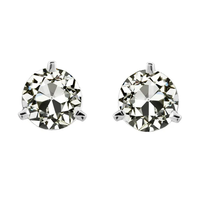 Mined Diamond Round Old European Stud Earrings 3 Prong Set 4 Carats Gold HarryChadEntcom Earrings Mined Diamond Round Old European Stud Earrings 3 Prong Set 4 Carats Gold HarryChadEntcom Earrings