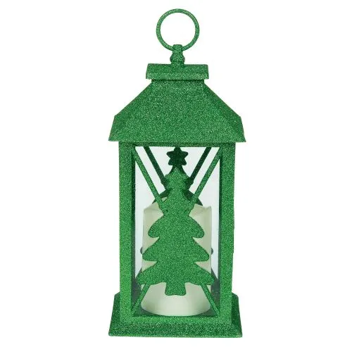 Necklaces Enesco Xmas Basics Glittered Green Tree Lantern 14 Enesco