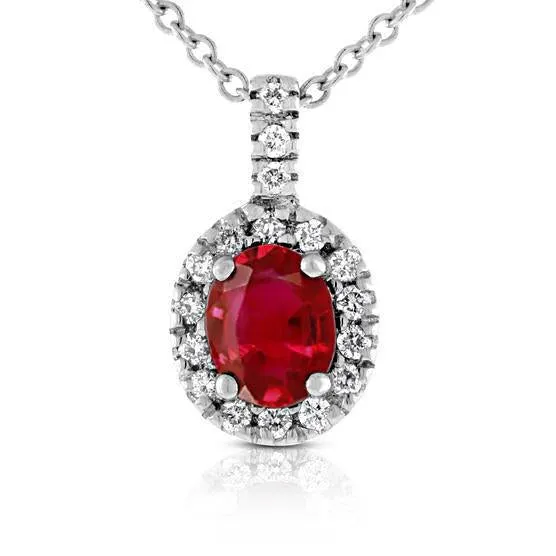 Necklaces GB Oval Ruby With Natural Earth Mined Diamond Pendant Necklace 475 Carat White Gold 14K Necklaces GB Oval Ruby With Natural Earth Mined Diamond Pendant Necklace 475 Carat White Gold 14K