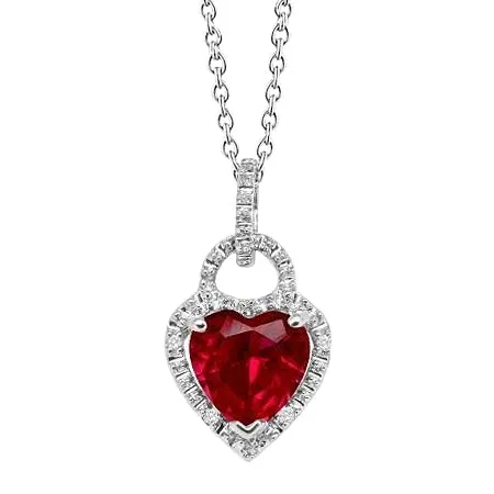 Necklaces GB Pendant Necklace White Gold 14K 520 Ct Ruby With Natural Earth Mined Diamonds Necklaces GB Pendant Necklace White Gold 14K 520 Ct Ruby With Natural Earth Mined Diamonds