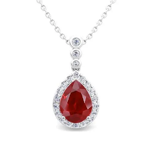 Necklaces GB Red Ruby With Natural Earth Mined Diamonds 5 Carats Pendant Necklace Gold White 14K Necklaces GB Red Ruby With Natural Earth Mined Diamonds 5 Carats Pendant Necklace Gold White 14K