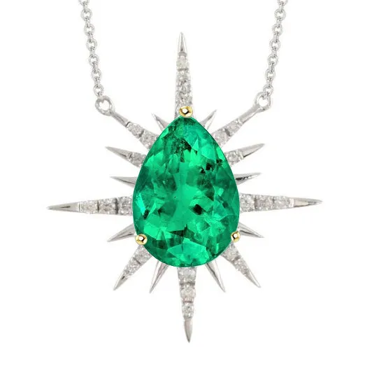 Necklaces HarryChadEntcom 4 Carat Green Emerald Diamond Pendant Star Style Necklaces HarryChadEntcom 4 Carat Green Emerald Diamond Pendant Star Style