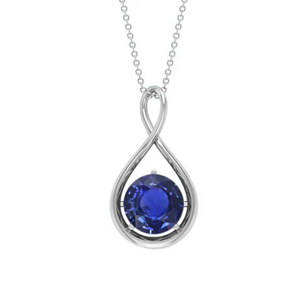 Necklaces HarryChadEntcom Solitaire Round Ceylon Sapphire Pendant Infinity Style 1 Carat Gold Necklaces HarryChadEntcom Solitaire Round Ceylon Sapphire Pendant Infinity Style 1 Carat Gold