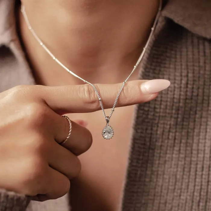 Necklaces Hey Happiness April Diamond Birthstone Necklace Sterling Silver Necklaces Hey Happiness April Diamond Birthstone Necklace Sterling Silver