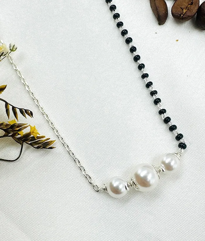 Necklaces Imported The Samita Silver Pearl Necklace Mangalsutra