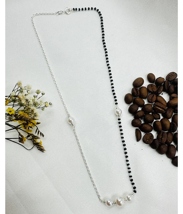 Necklaces Imported The Samita Silver Pearl Necklace Mangalsutra