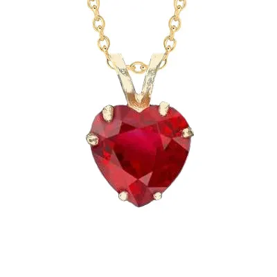 Necklaces Ladies Heart Shape Red Ruby Necklace Pendant 6 Carat Yellow Gold 14K GB Necklaces Ladies Heart Shape Red Ruby Necklace Pendant 6 Carat Yellow Gold 14K GB