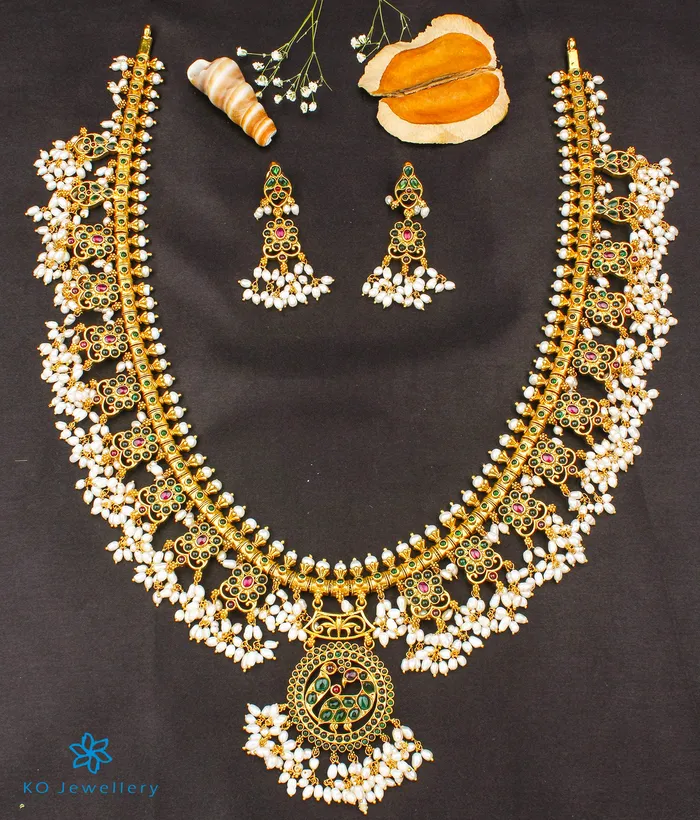 Necklaces Silversmith The Aarushi Silver Guttapusalu Necklace Long