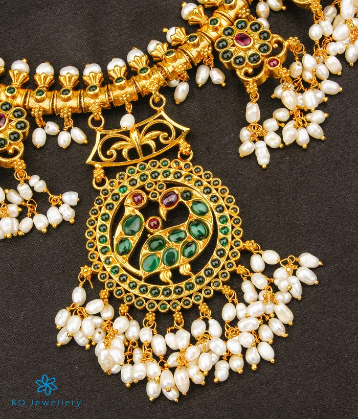 Necklaces Silversmith The Aarushi Silver Guttapusalu Necklace Long