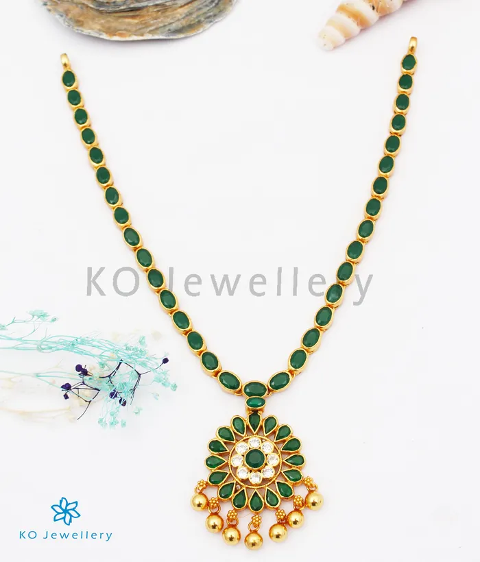 Necklaces Silversmith The Abhishi Silver Kempu Necklace Green