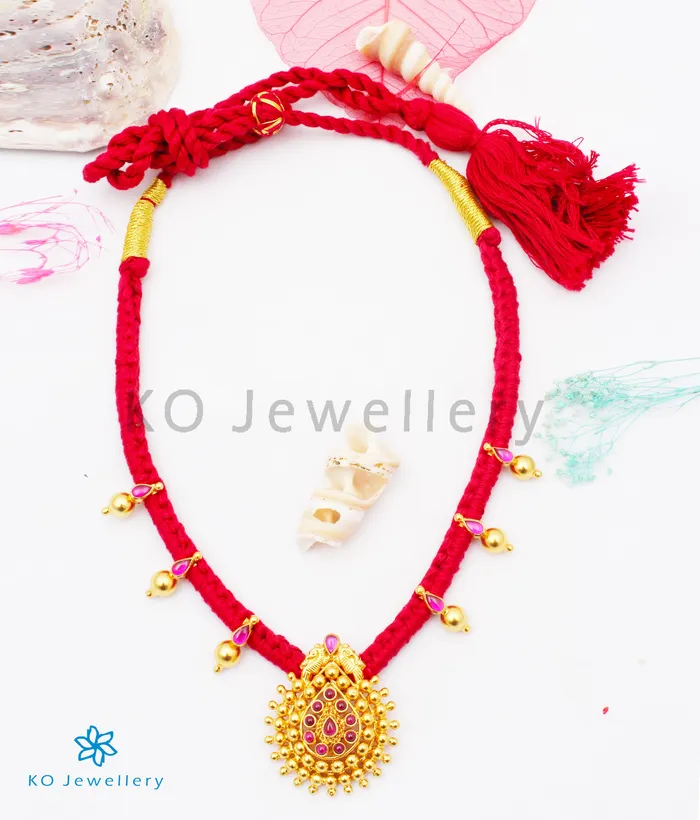 Necklaces Silversmith The Aradhana Silver Thread Necklace Red