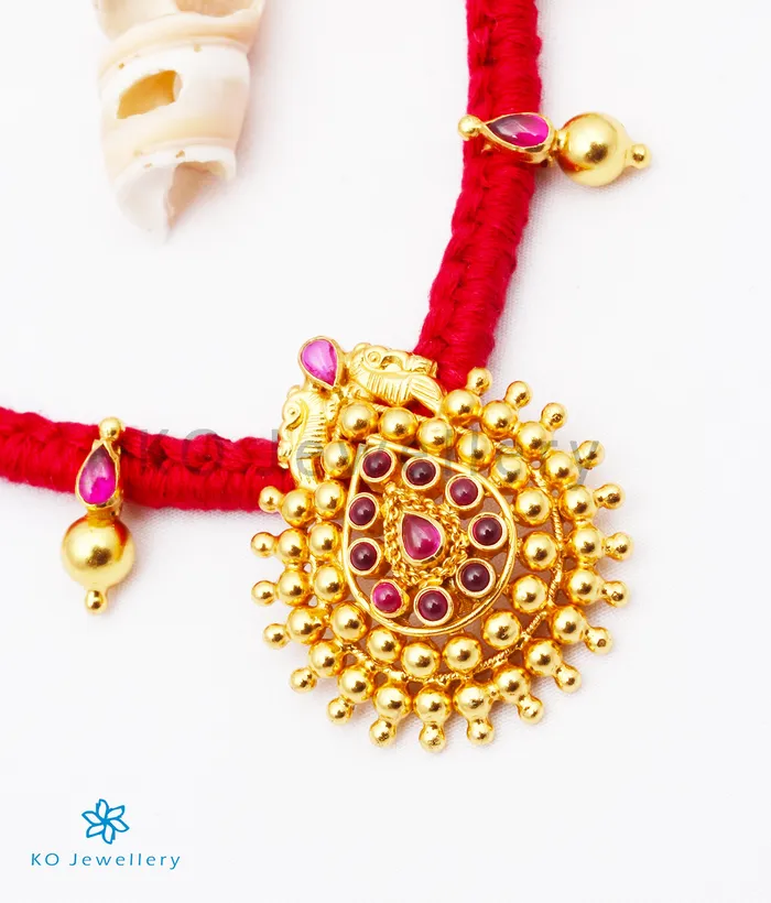 Necklaces Silversmith The Aradhana Silver Thread Necklace Red