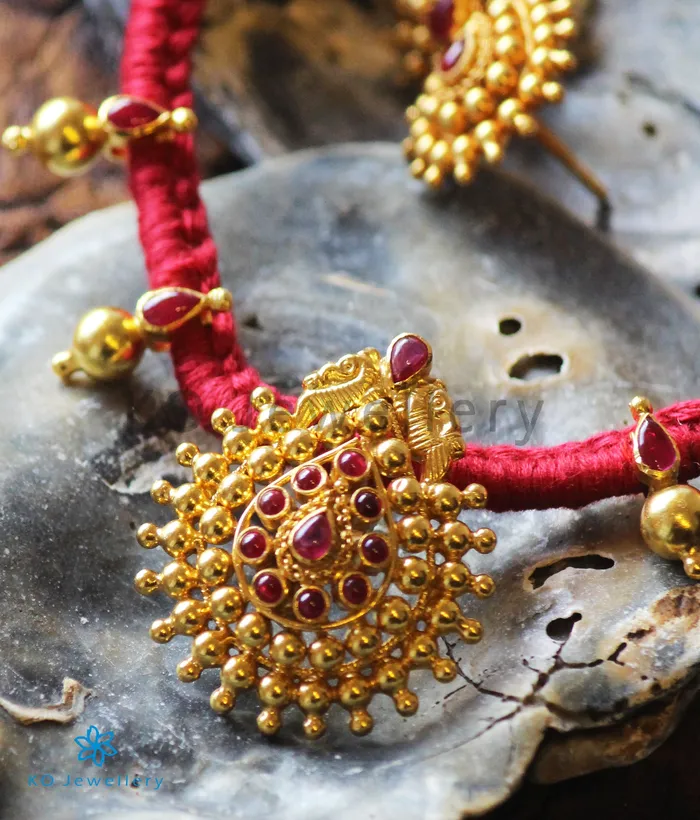 Necklaces Silversmith The Aradhana Silver Thread Necklace Red