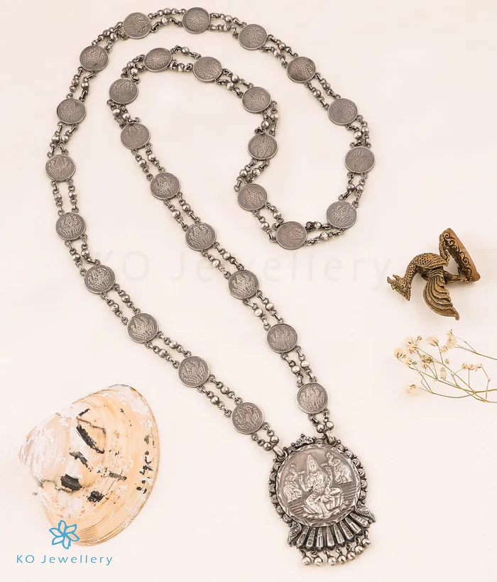 Necklaces Silversmith The Classic Silver Lakshmi Kasumala Coin Necklace Oxidised Necklaces Silversmith The Classic Silver Lakshmi Kasumala Coin Necklace Oxidised