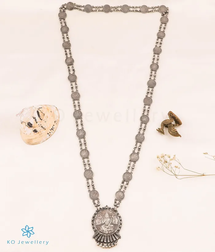 Necklaces Silversmith The Classic Silver Lakshmi Kasumala Coin Necklace Oxidised