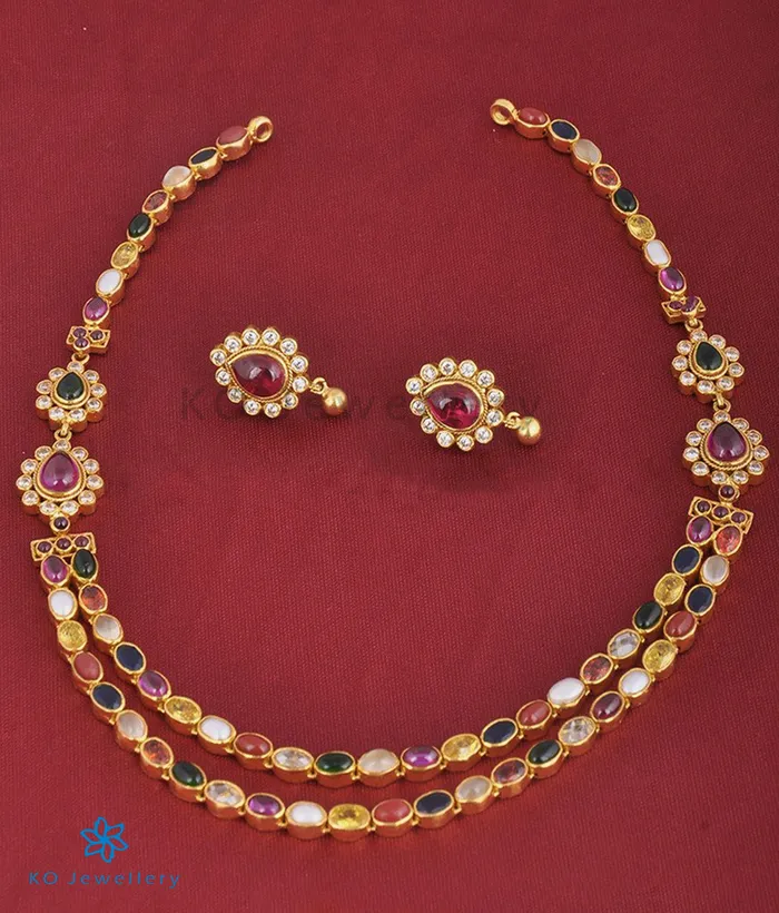 Necklaces Silversmith The Navarathnalu Silver Necklace2 Layers
