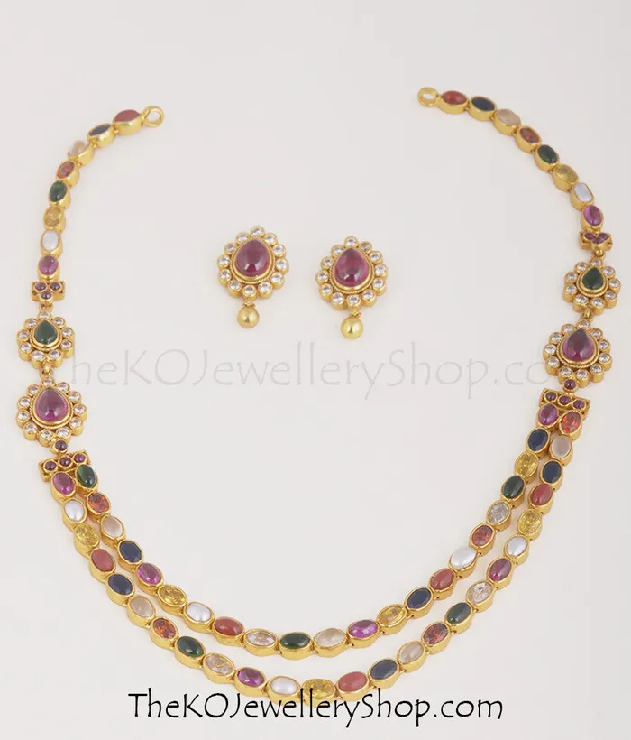 Necklaces Silversmith The Navarathnalu Silver Necklace2 Layers